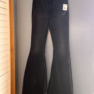 Free People Black Flare Wide Leg Jeans